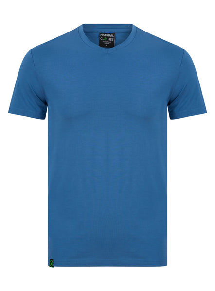 Bamboo T-Shirt V-Neck Slim Fit Blue